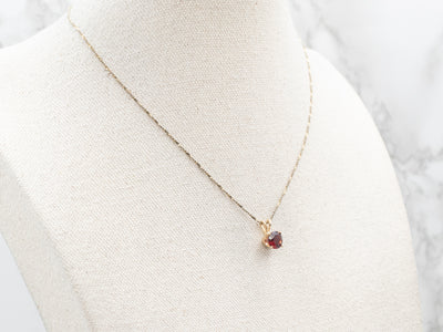 Yellow Gold Pyrope Garnet Solitaire Pendant