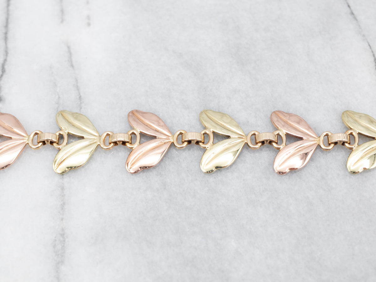 Two Tone Gold Seed Pod Link Necklace