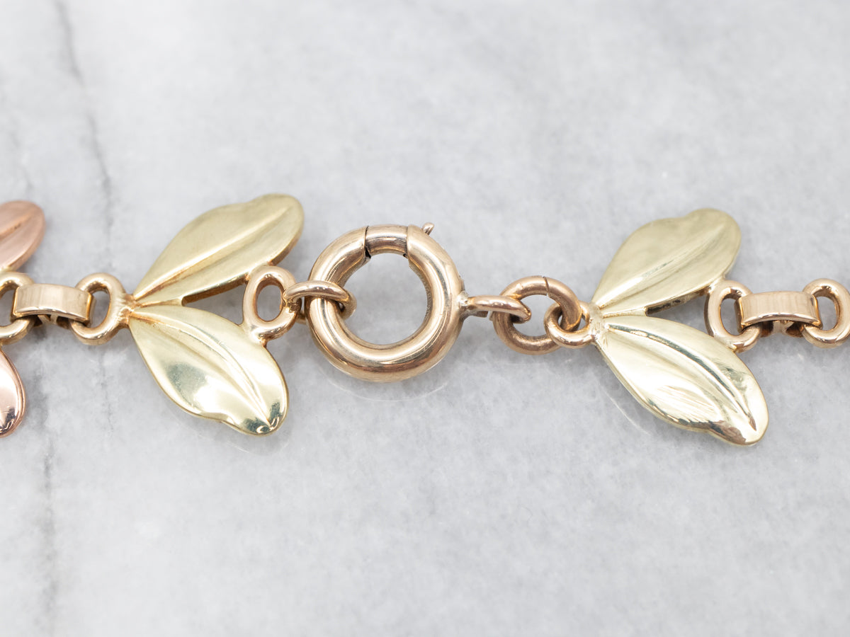 Two Tone Gold Seed Pod Link Necklace