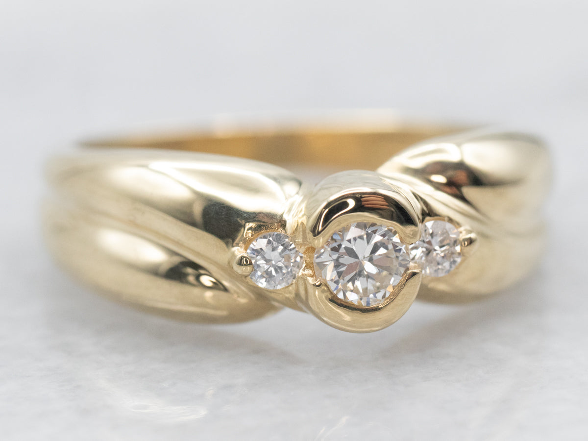 Twisting Semi-Bezel Set Diamond Engagement Ring