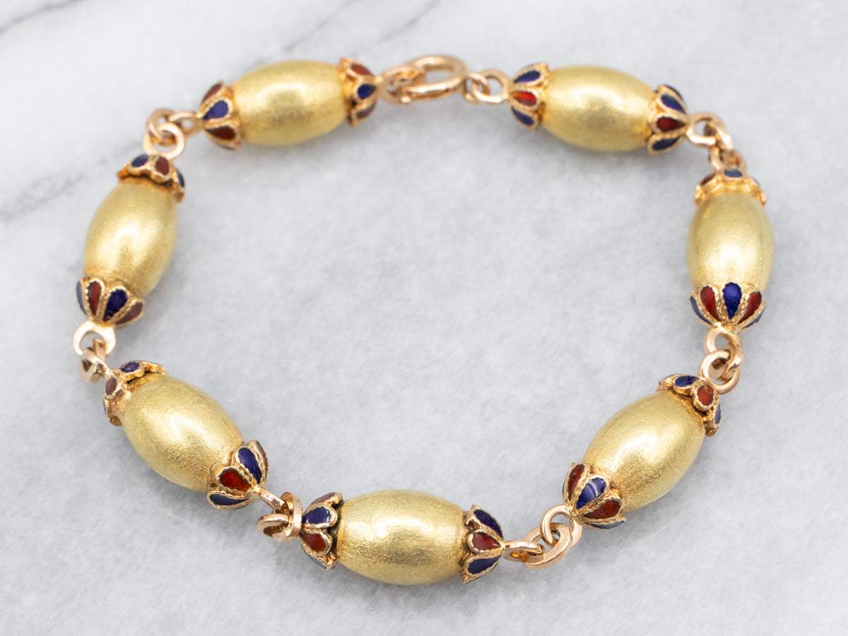 Vintage 18K Gold and Enamel Bracelet