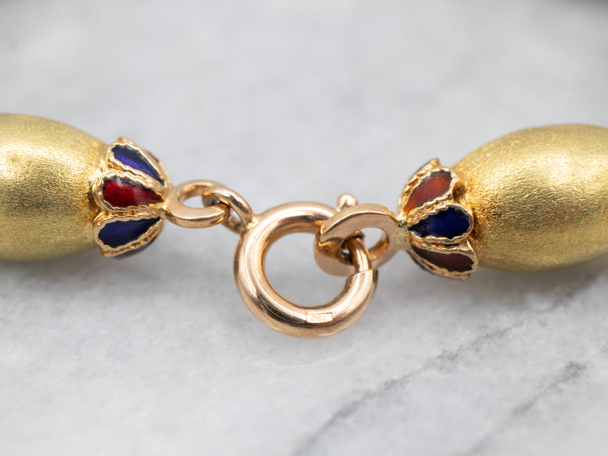 Vintage 18K Gold and Enamel Bracelet