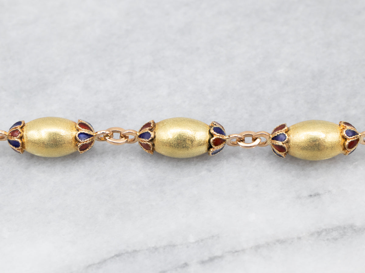 Vintage 18K Gold and Enamel Bracelet