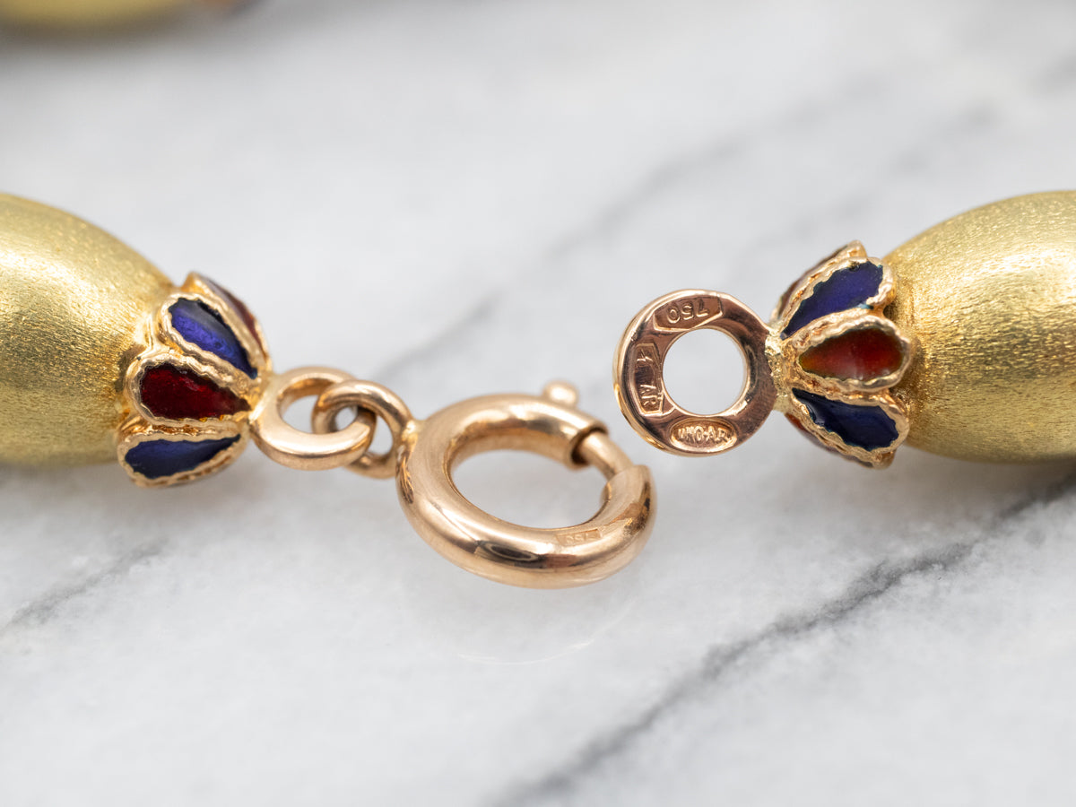 Vintage 18K Gold and Enamel Bracelet