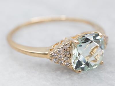 Sweet Aquamarine and Diamond Ring