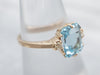 Yellow Gold Blue Topaz Ring with Diamond Accent