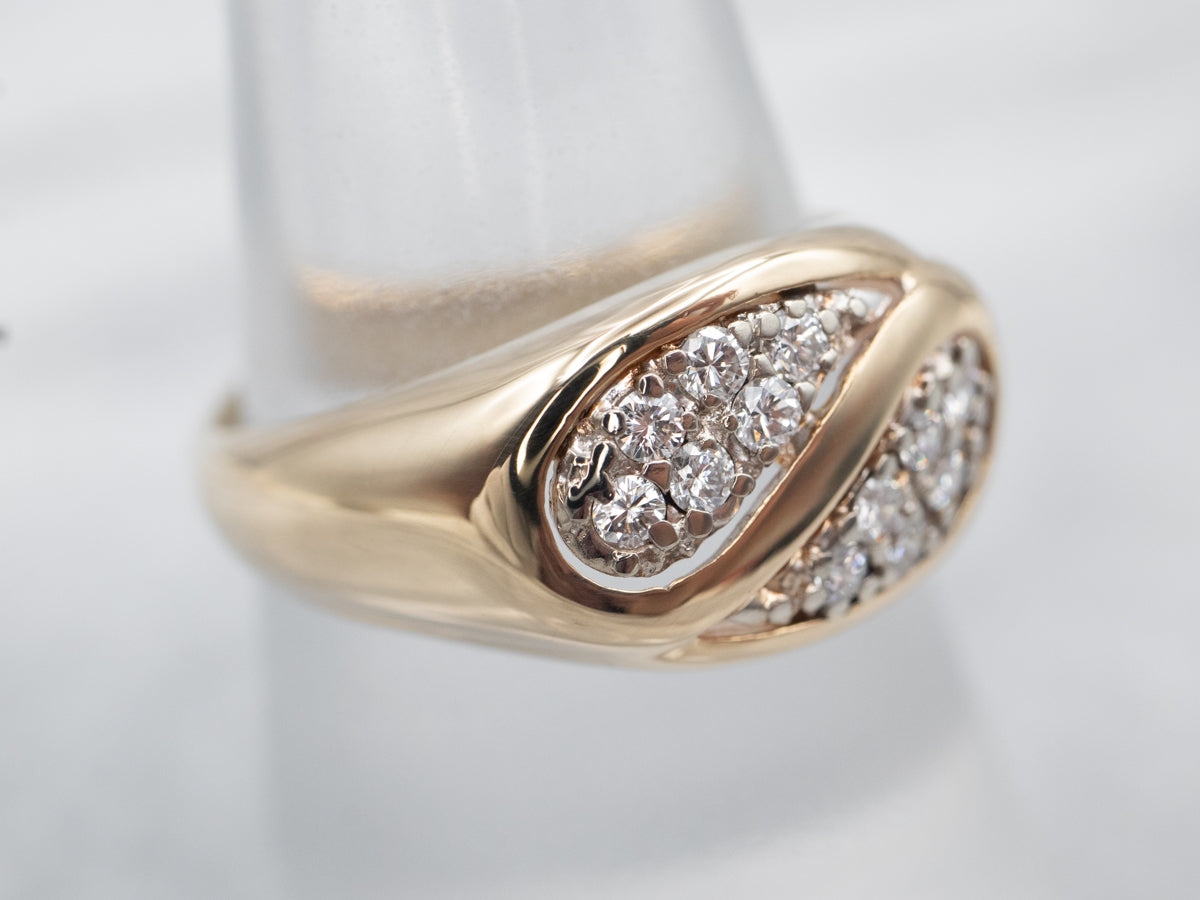 Yellow Gold Yin Yang  Diamond Cluster Ring