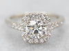 Modern White Gold Diamond Halo Engagement Ring