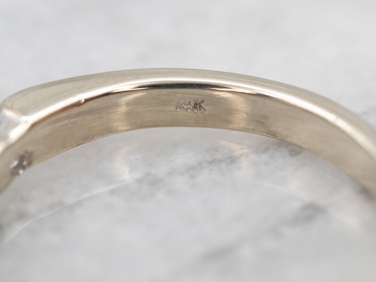 White Gold Pave Set Five Stone Diamond Band