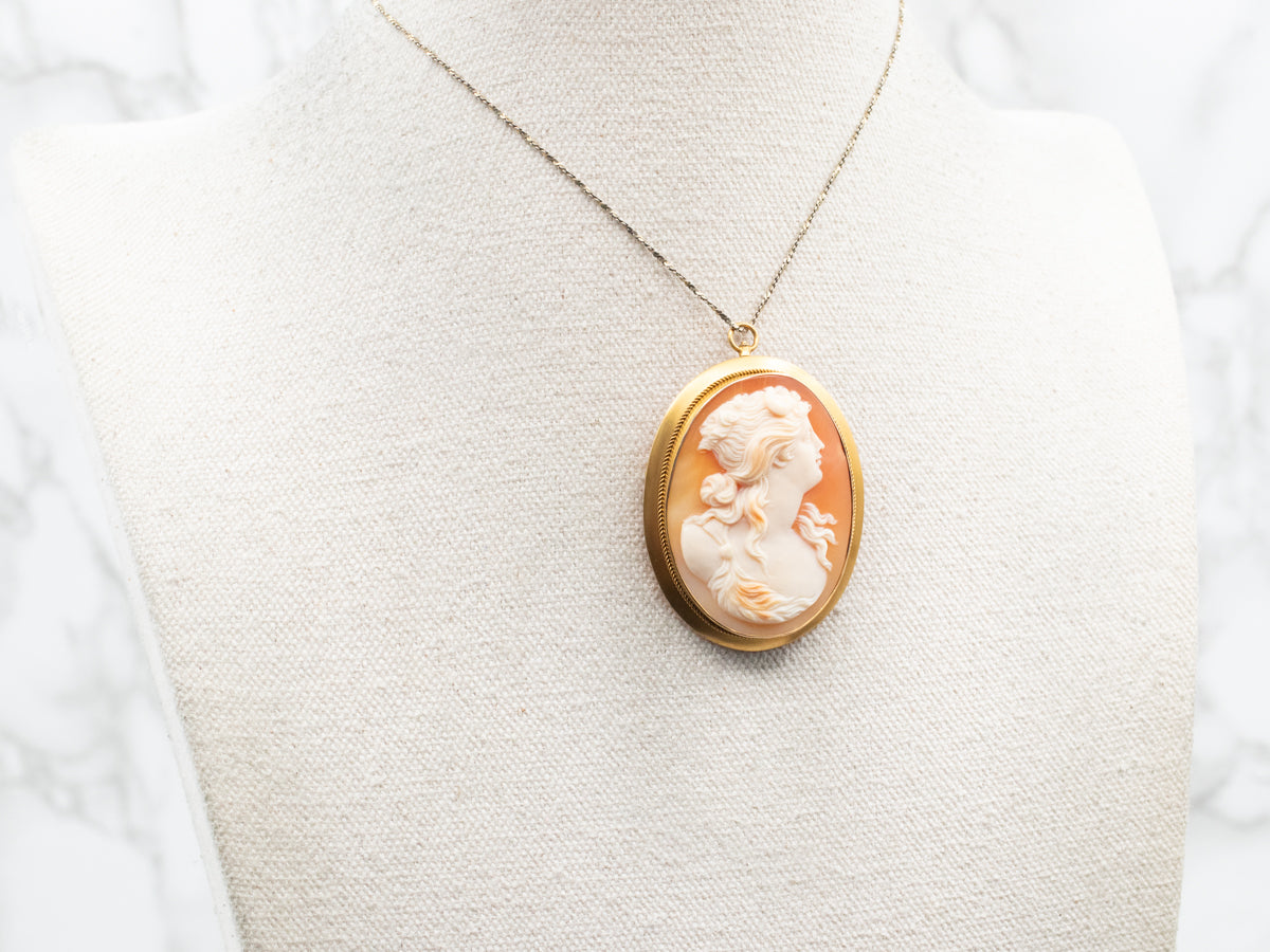 Yellow Gold Cameo Brooch or Pendant