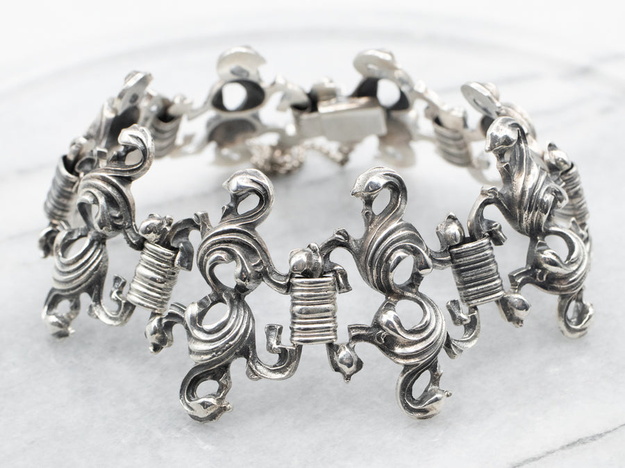 Sterling Silver Ornate Link Bracelet