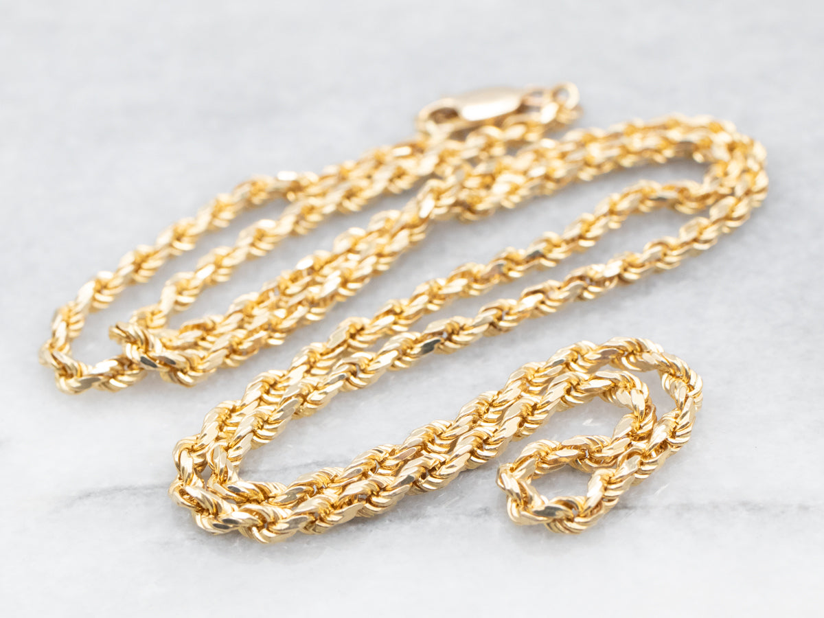 Yellow Gold Thick Rope Chain with Lobster Clasp