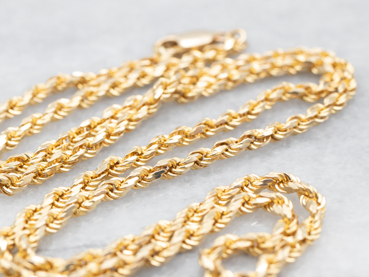 Yellow Gold Thick Rope Chain with Lobster Clasp