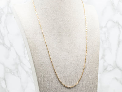 Yellow Gold Elongated Link Chain with Lobster Clasp