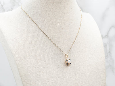 Vintage Pearl Pendant with Sapphire and Diamonds