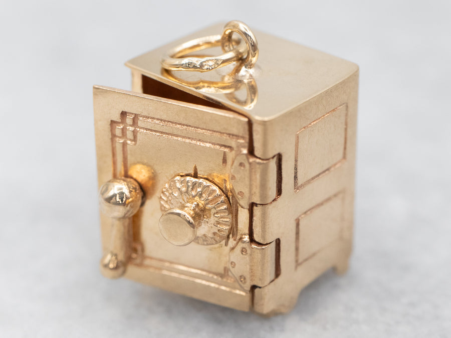 Vintage Gold Locking Safe Charm