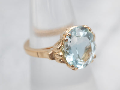 Vintage Gold Blue Topaz Solitaire Ring