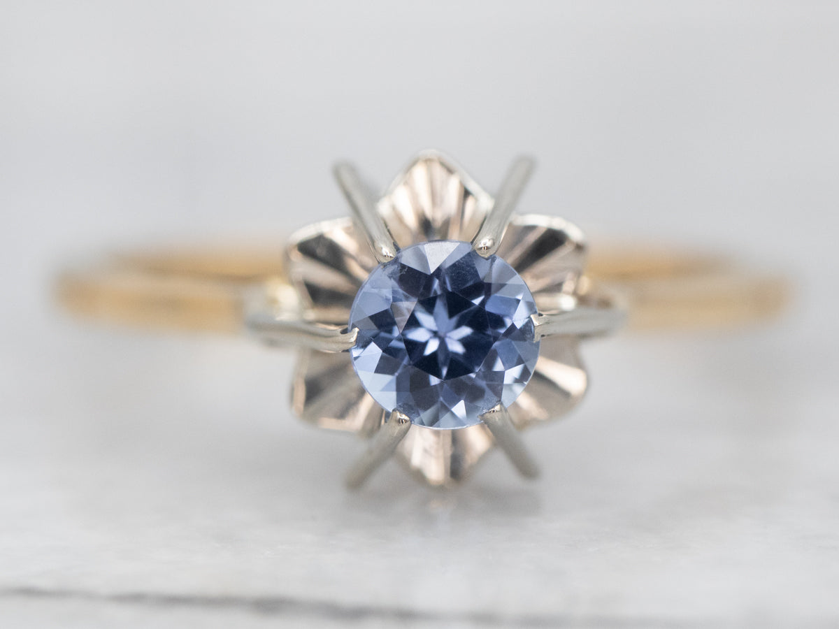 Unique Two Tone Sapphire Solitaire Engagement Ring