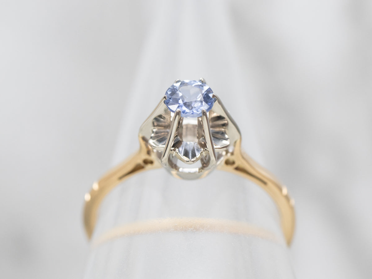 Unique Two Tone Sapphire Solitaire Engagement Ring