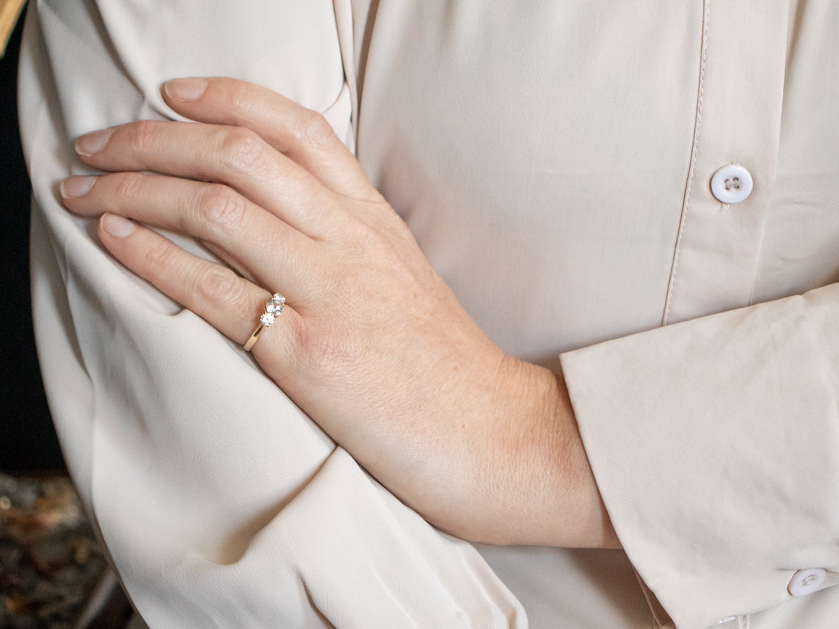 Yellow Gold Aquamarine Ring with Diamond Accents