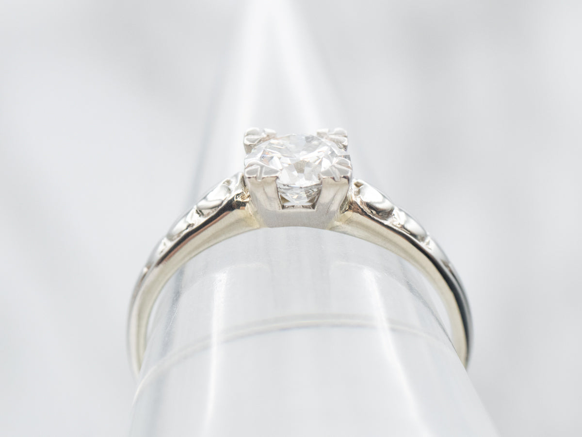 Sweetheart European Cut Diamond Engagement Ring