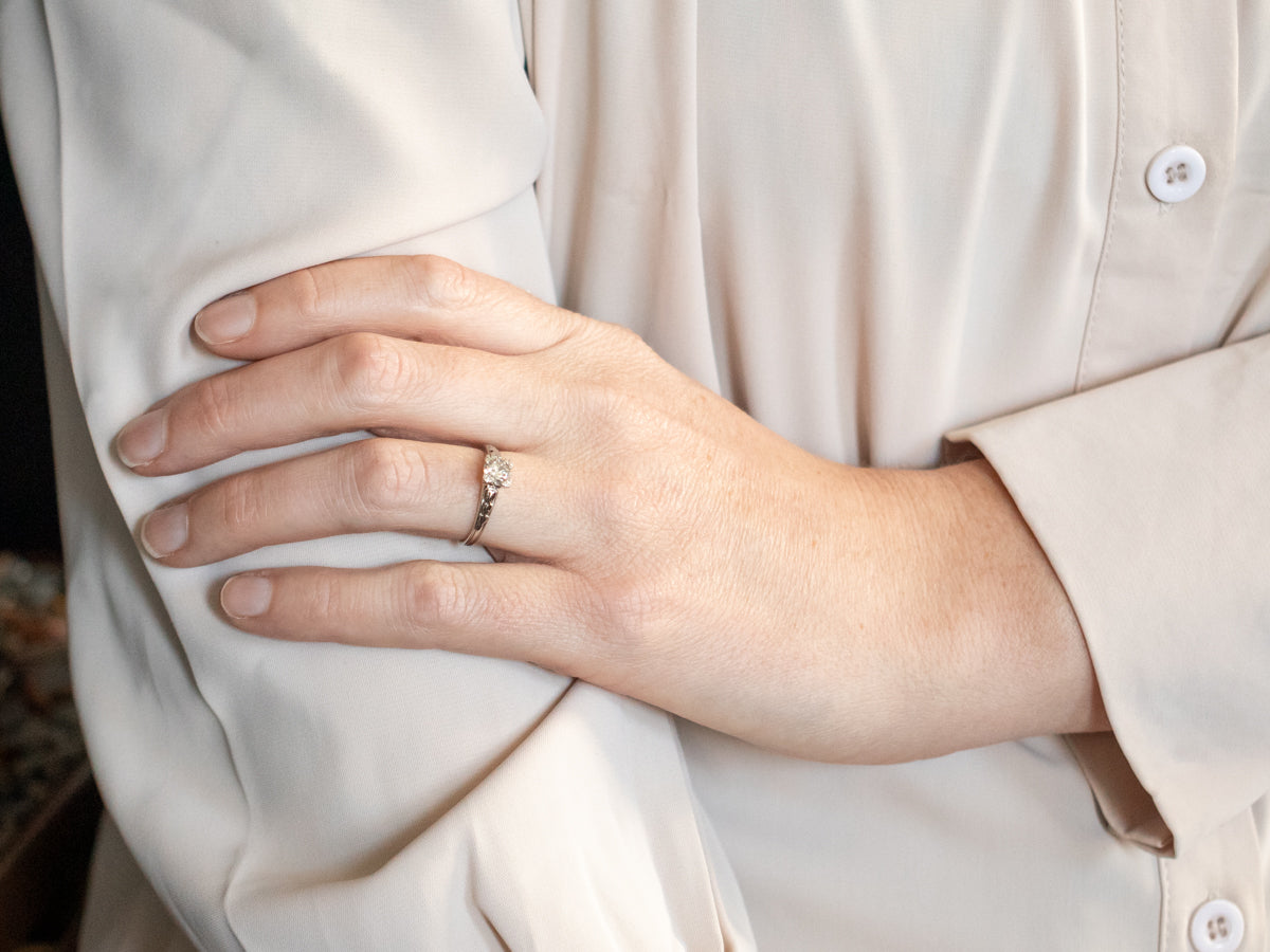 Sweetheart European Cut Diamond Engagement Ring