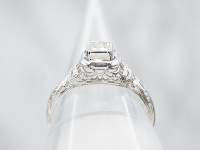 Late Art Deco Princess Cut Diamond Engagement Ring