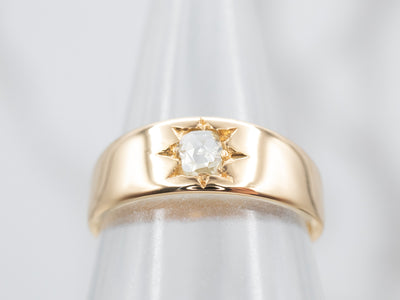 Yellow Gold Rose Cut Diamond Starburst Engagement Ring