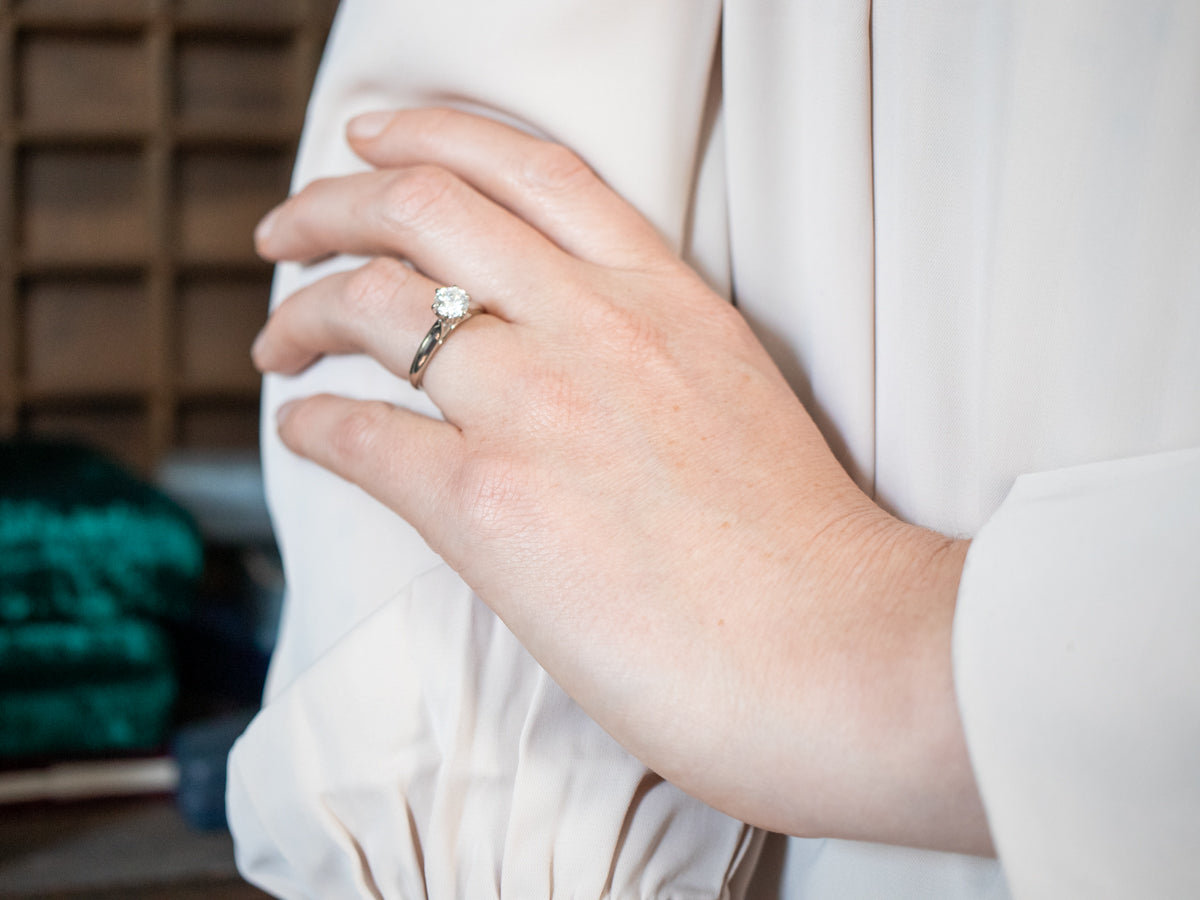 Highly Polished White Gold EGL Certified Diamond Solitaire Engagement Ring