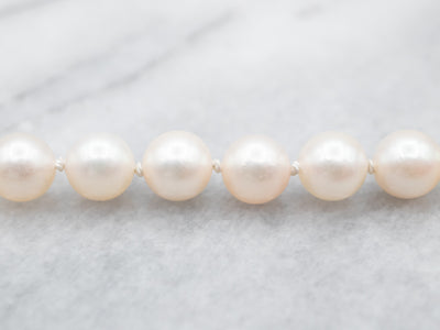 Precious Yellow Gold Saltwater Pearl Strand Necklace