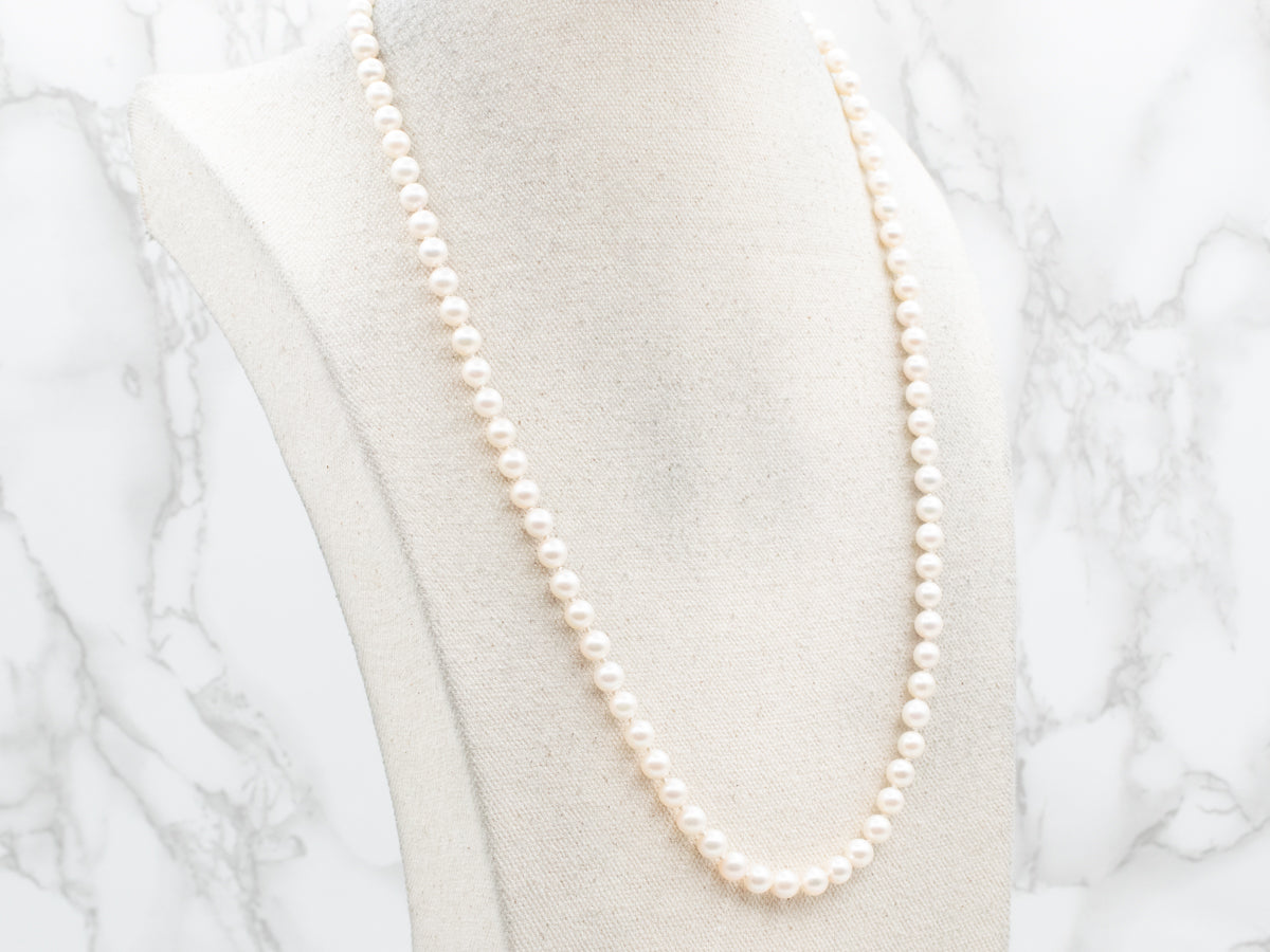Precious Yellow Gold Saltwater Pearl Strand Necklace