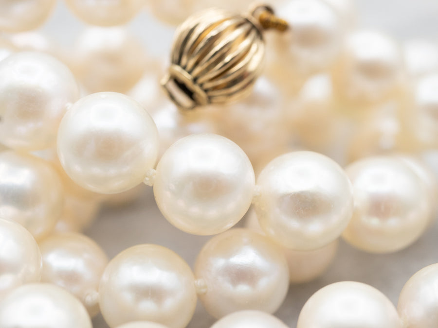 Eye-Catching Yellow Gold Saltwater Pearl Strand Necklace