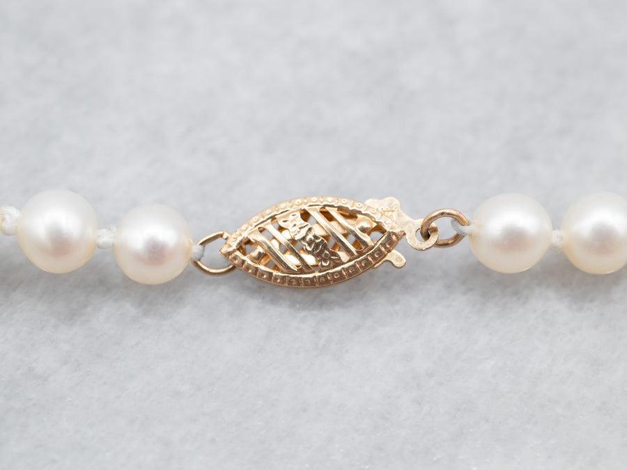 Brilliant Yellow Gold Freshwater Pearl Strand Necklace