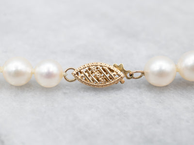 Elegance Yellow Gold Saltwater Pearl Strand Necklace