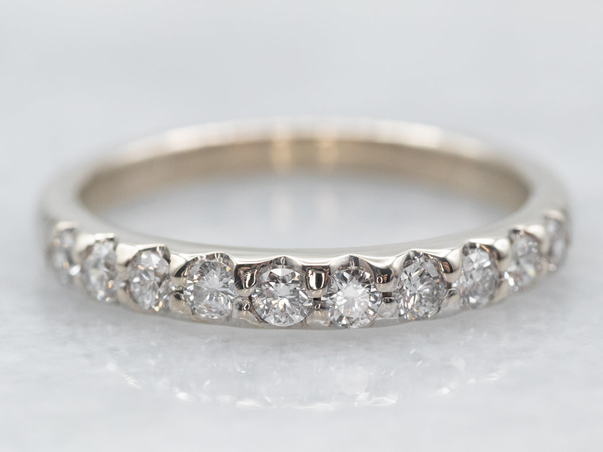 White Gold Pave Set Diamond Wedding Band