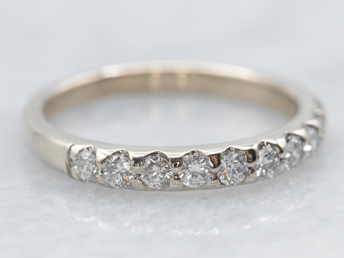 White Gold Pave Set Diamond Wedding Band