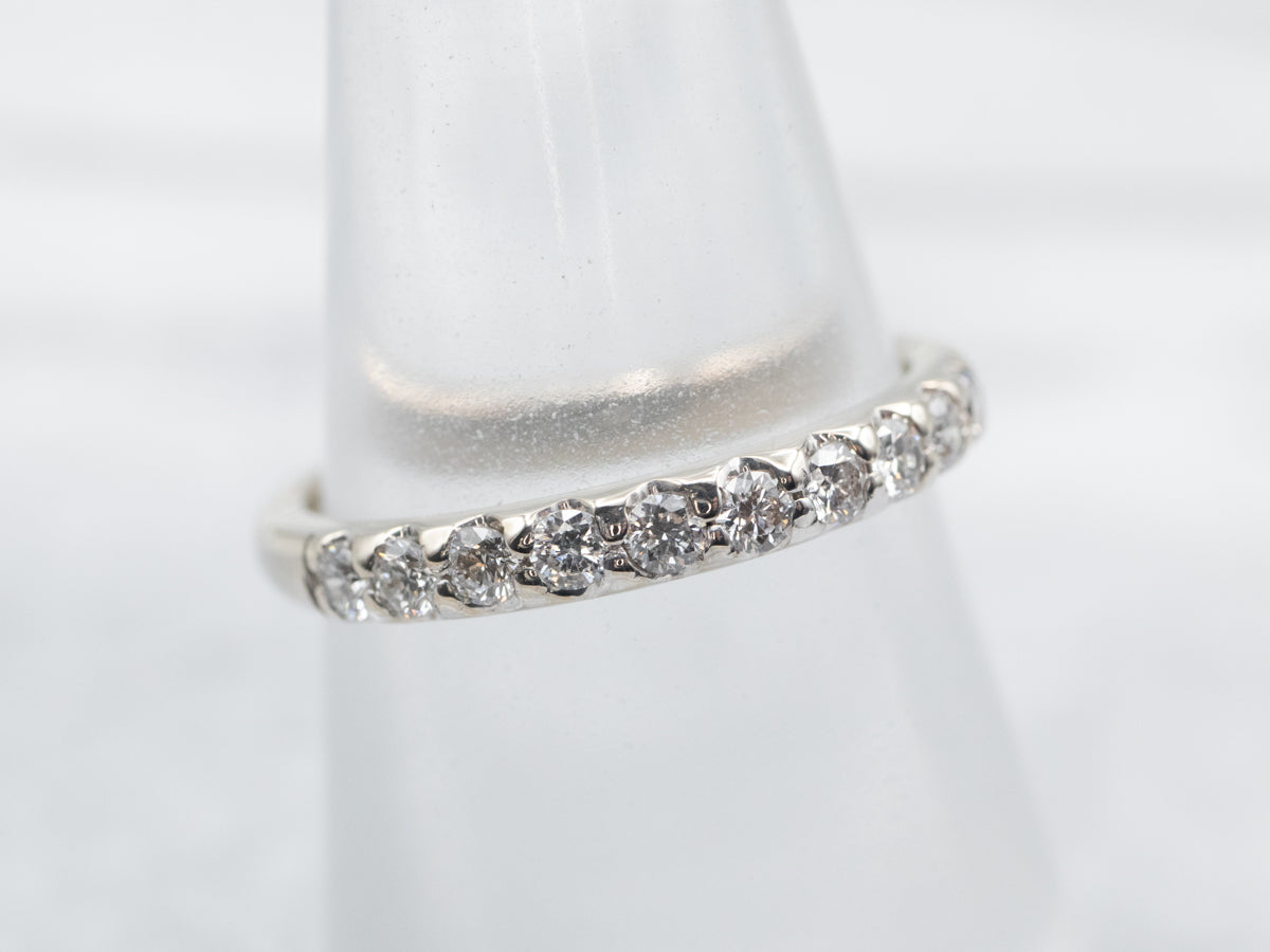 White Gold Pave Set Diamond Wedding Band