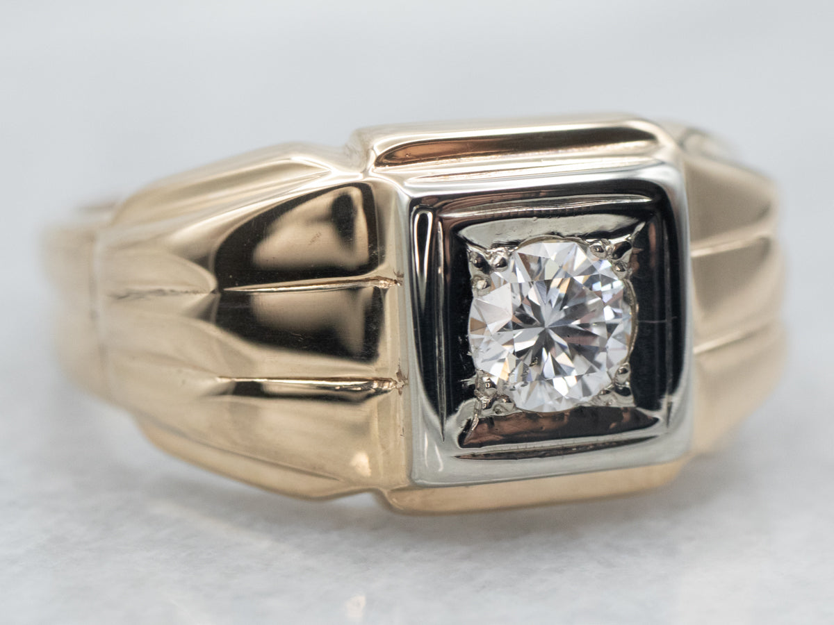 Two Tone Unisex Diamond Ring