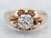 Unisex Belcher Set Diamond Solitaire Engagement Ring