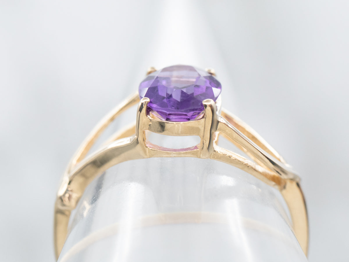 Vintage Gold Amethyst Solitaire Ring