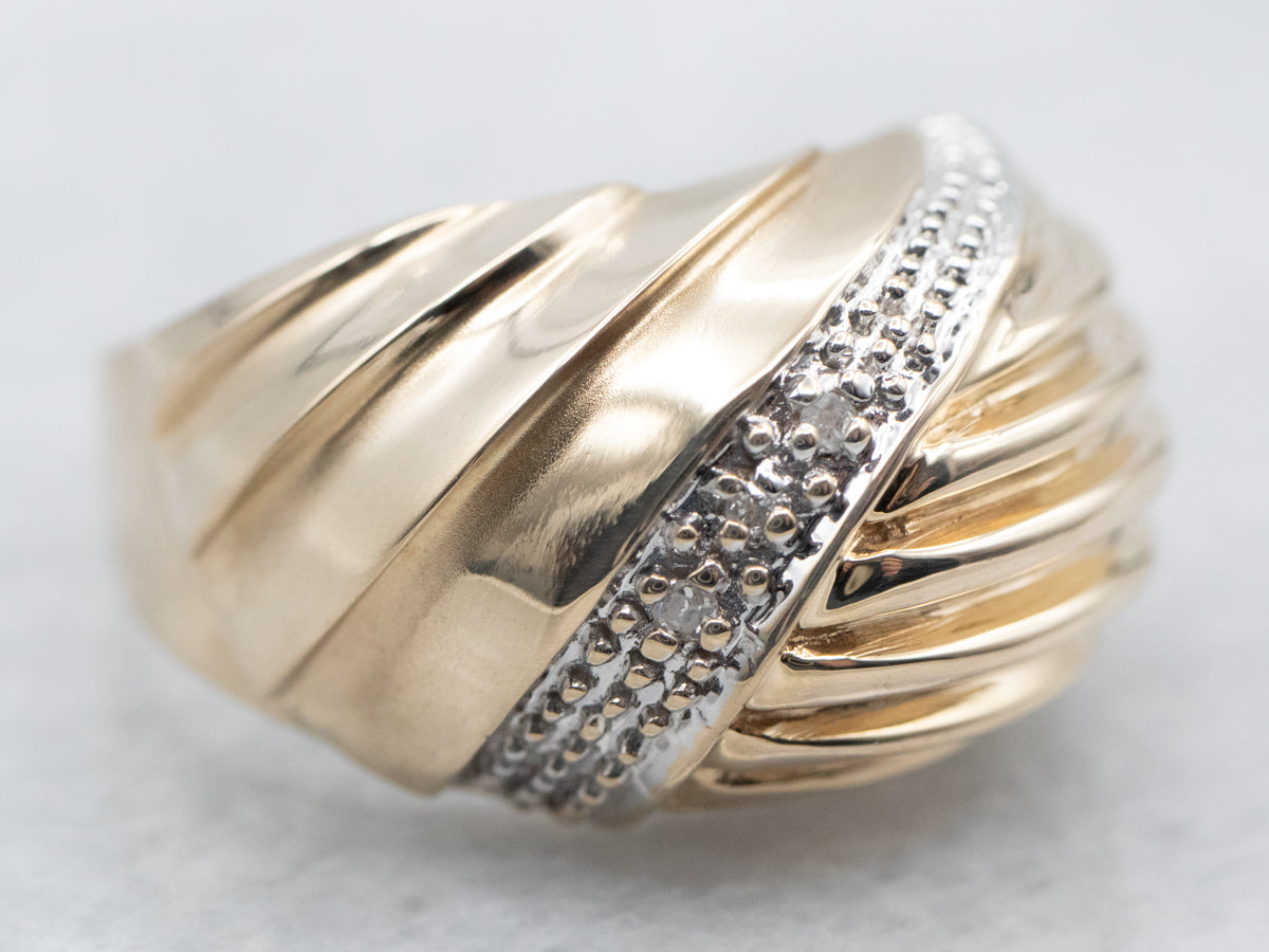 Two Tone Diamond Dome Ring