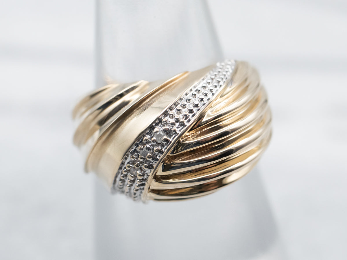 Two Tone Diamond Dome Ring