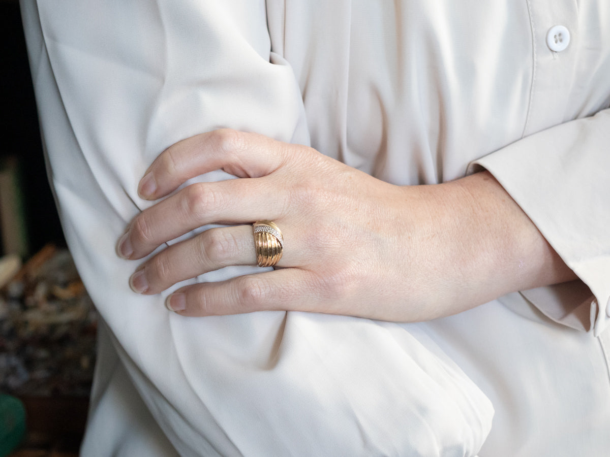Two Tone Diamond Dome Ring