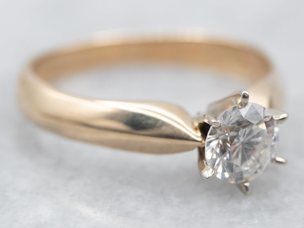 Two Tone Gold Diamond Solitaire Engagement Ring