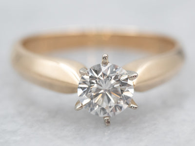 Two Tone Gold Diamond Solitaire Engagement Ring