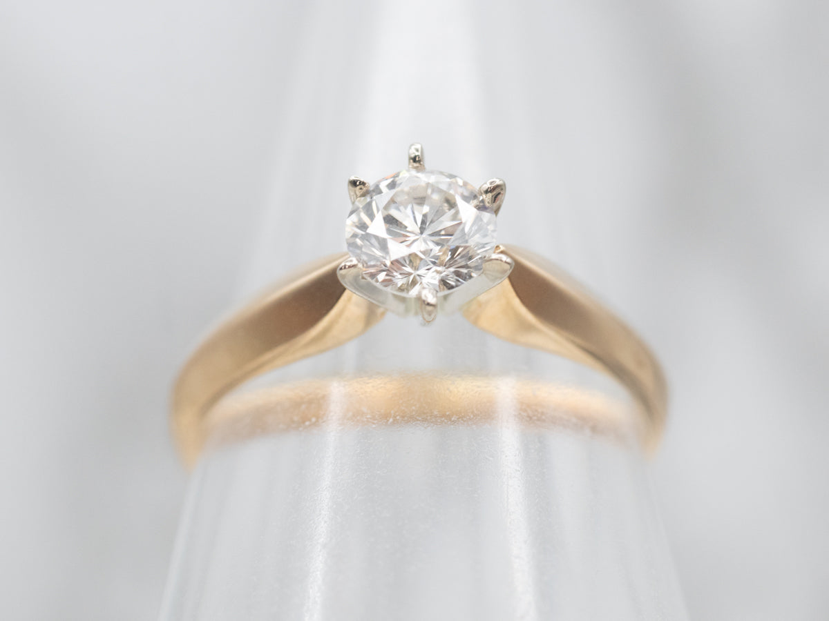Two Tone Gold Diamond Solitaire Engagement Ring