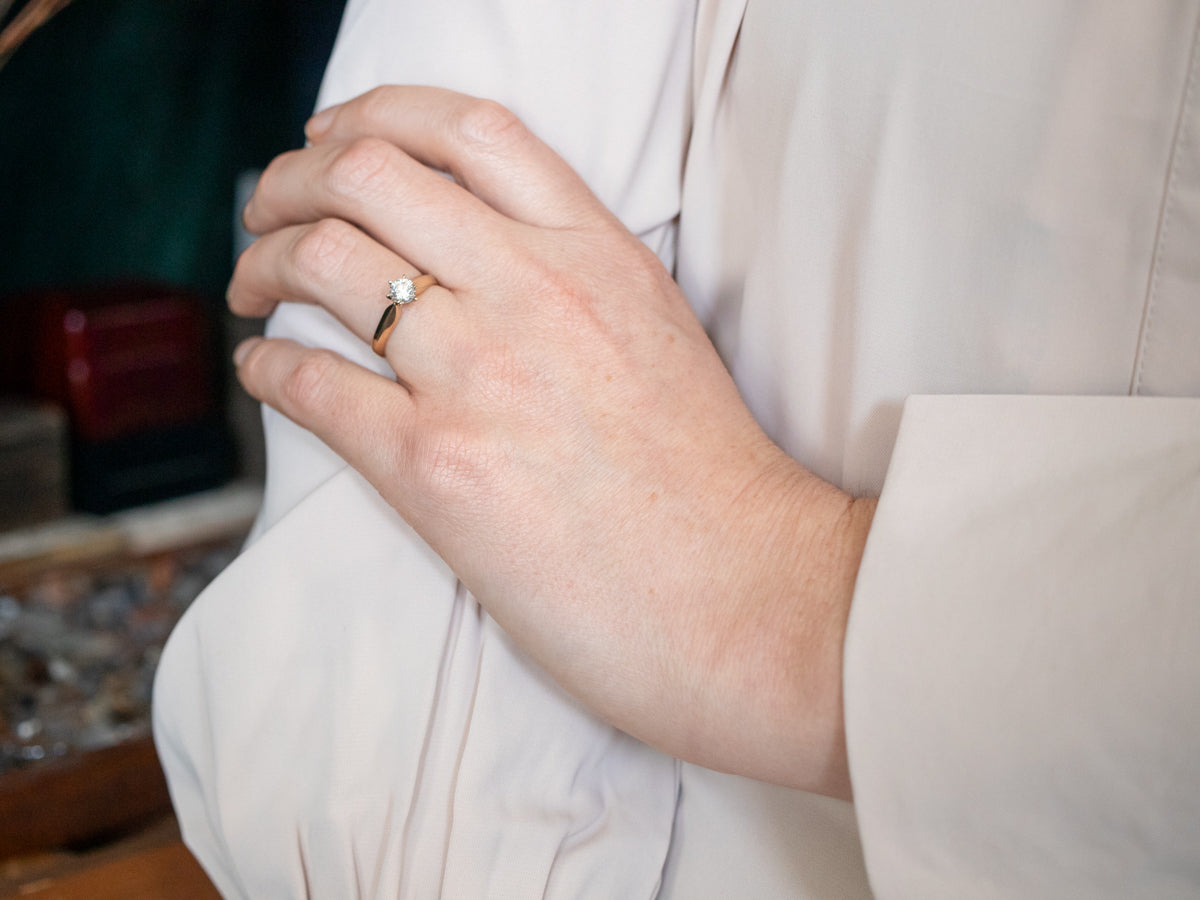 Two Tone Gold Diamond Solitaire Engagement Ring