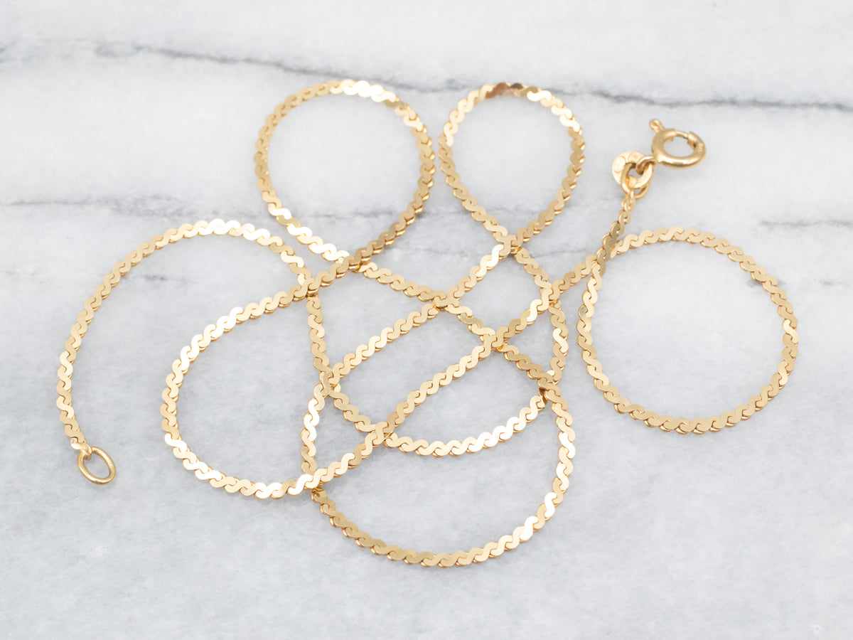 Long Italian Gold Serpentine Chain