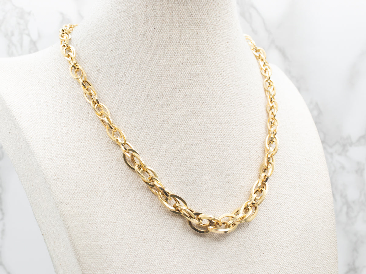 Collar de eslabones de cadena gruesa de oro italiano graduado