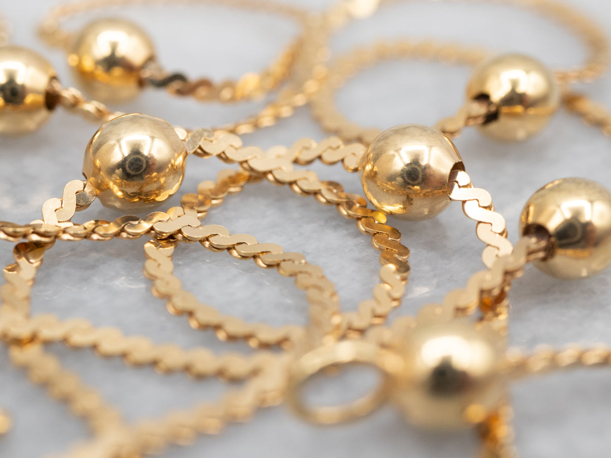 Beaded Italian Gold Serpentine Station Chain